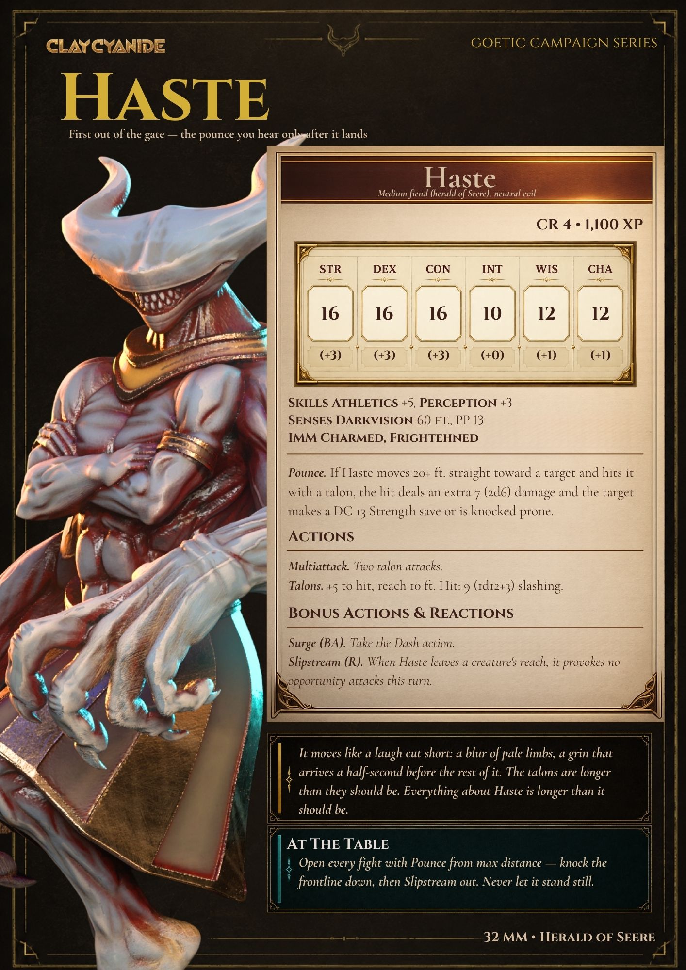 Haste stat block — CR 4 Herald of Seere, D&D 5e encounter by Clay Cyanide